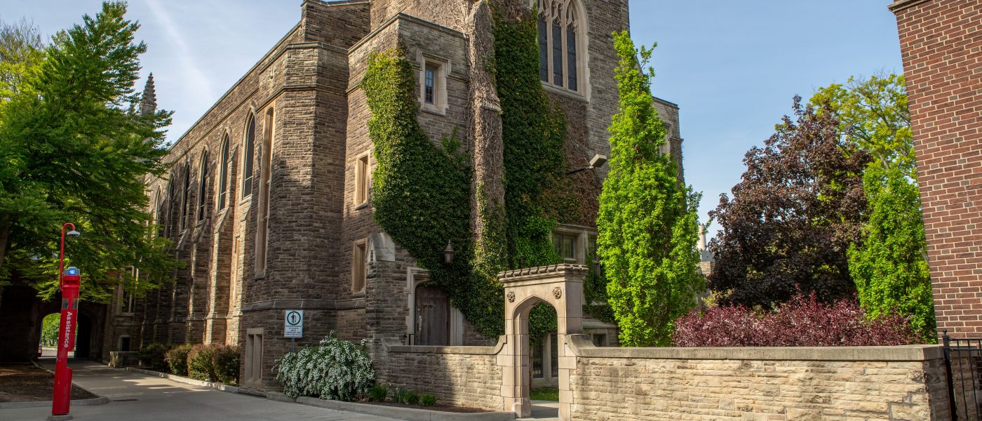 North view of University Hall and the Edwards Arch